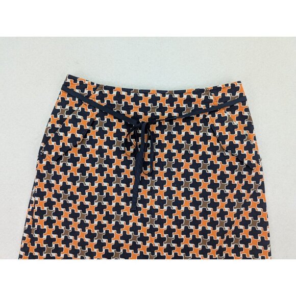 Talbots Women's A-Line Pencil Skirt Size 2 Orange Print Pockets - Picture 3 of 11